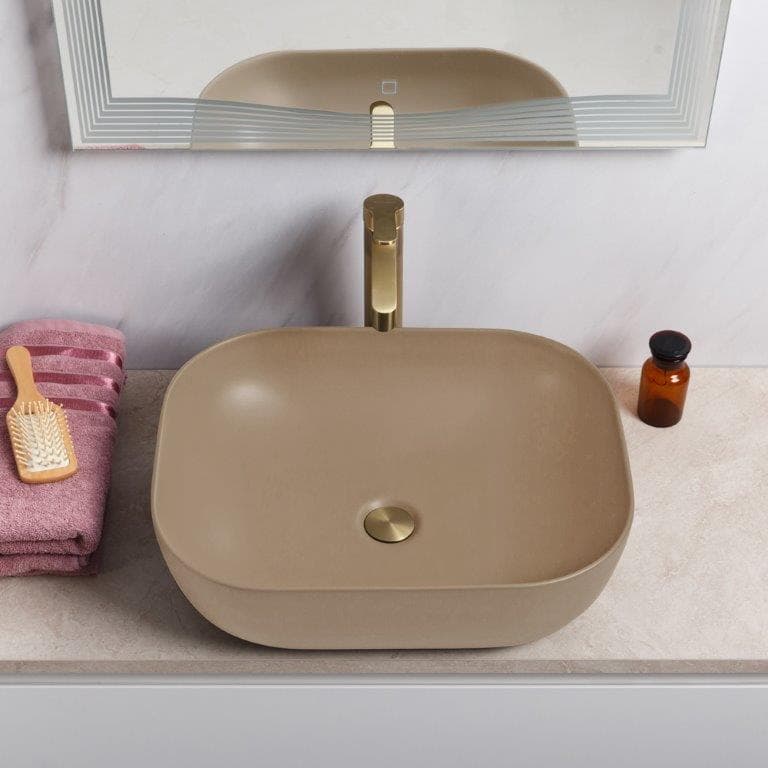 Раковина BelBagno BB1302-H316 накладная 50х40 см, бежевая матовая