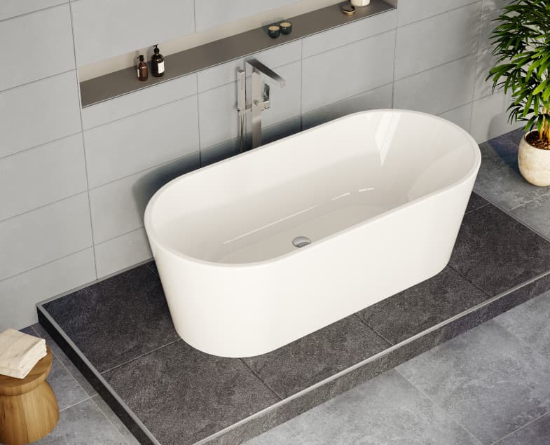Акриловая ванна VitrA Geo 180x80 отдельностоящая, с ножками и скрытым сифоном