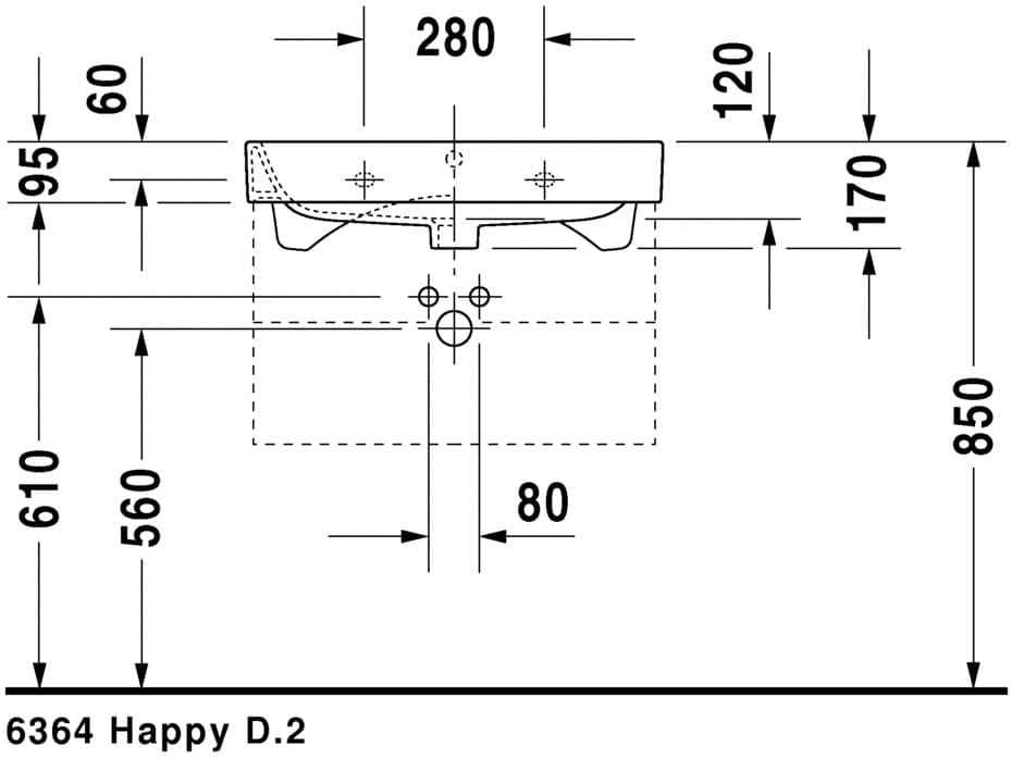 Раковина Duravit Happy D.2 23186500001 65 см с покрытием WonderGliss