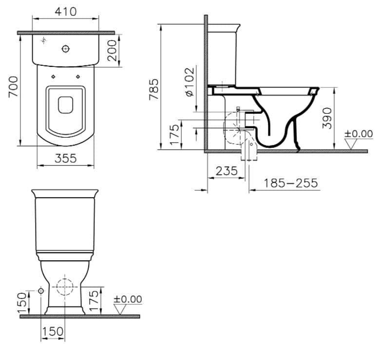 Чаша для унитаза-компакта VitrA Serenada 4160B003-0088 с функцией биде