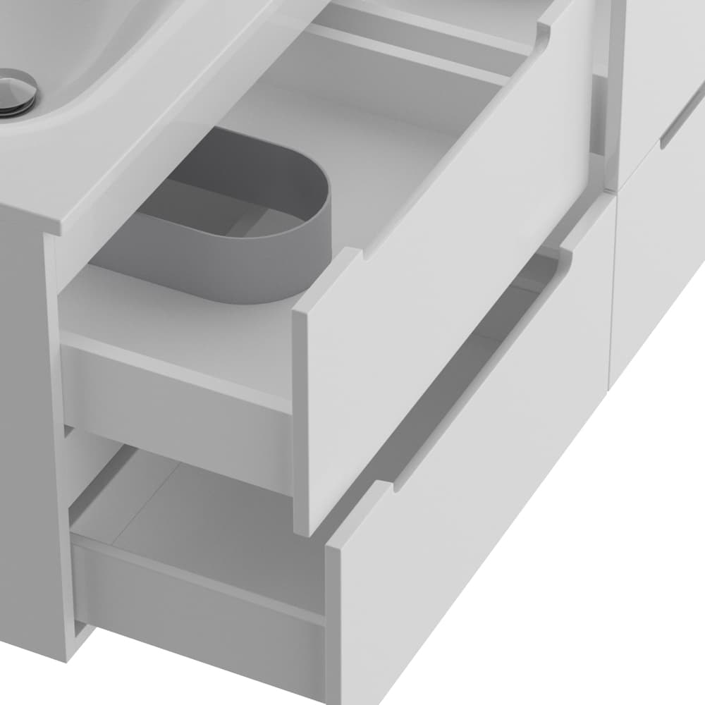 Мебель для ванной Belbagno Etna 120 подвесная, 4 ящика, Bianco Lucido (раковина BelBagno BB-8099-120-2)