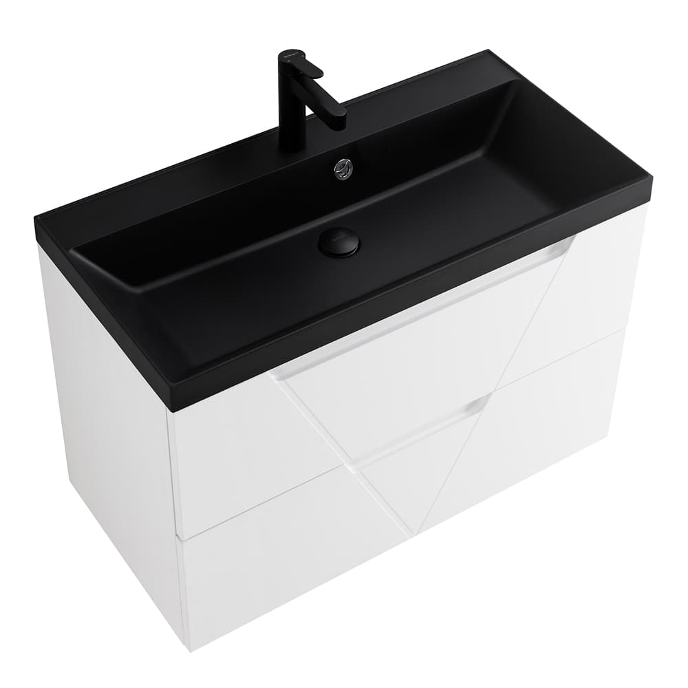 Мебель для ванной BelBagno Vittoria 80 подвесная, 2 ящика, Bianco Opaco (раковина BB800/450-LV-ART-AST-NERO)
