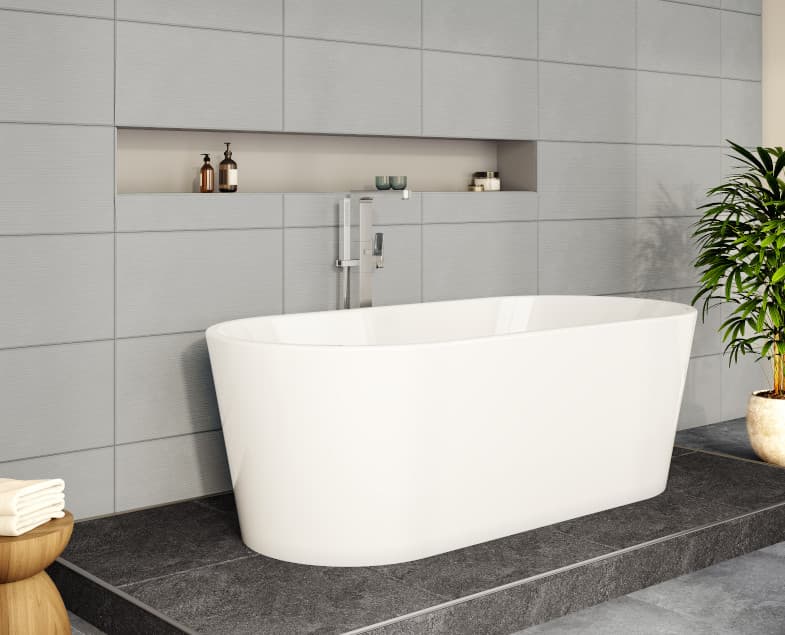 Акриловая ванна VitrA Geo 180x80 отдельностоящая, с ножками и скрытым сифоном