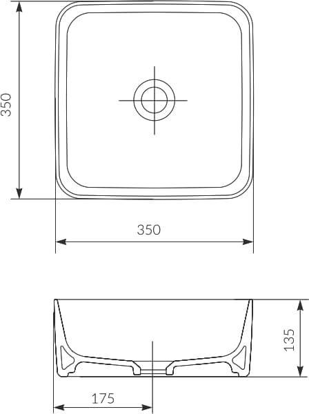 Мебельная раковина Cersanit Crea 35 Square накладная, квадратная