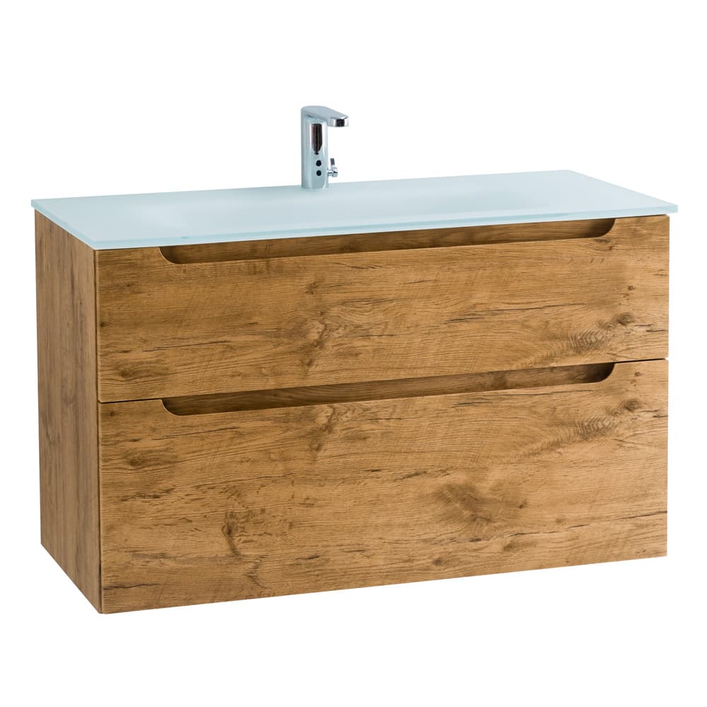 Мебель для ванной BelBagno Etna H-60 90 подвесная, 2 ящика, Rovere Nature (раковина BB910/465-LV-VTR-BO)