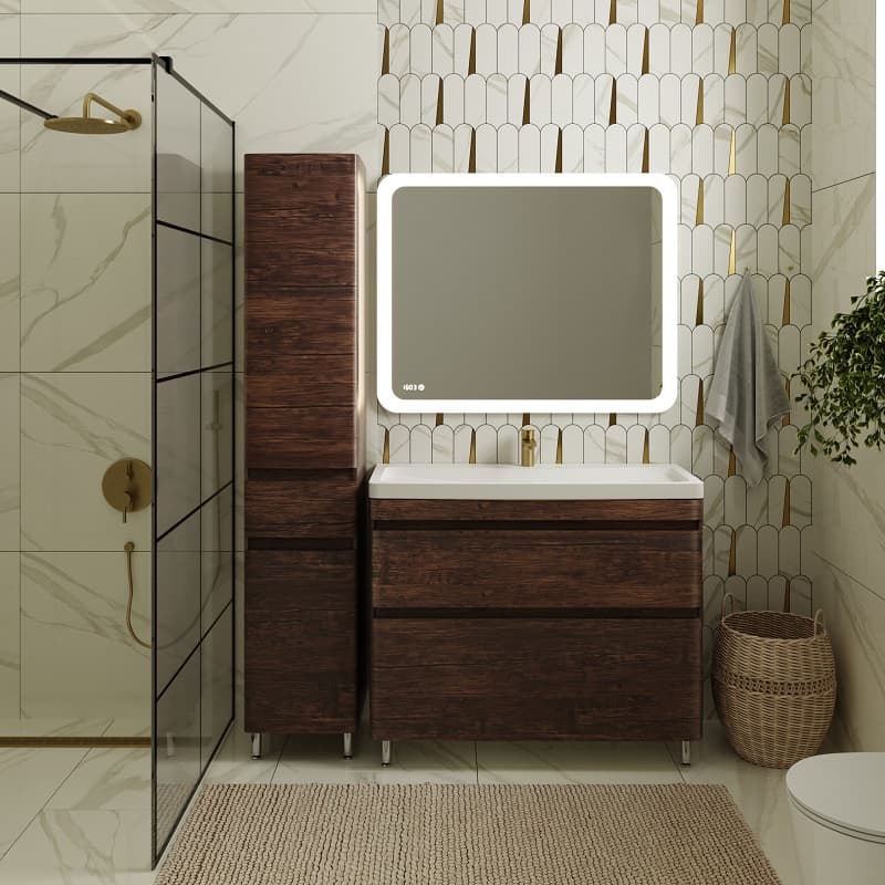 Тумба с раковиной Style Line Атлантика 100 Люкс Plus, напольная, старое дерево