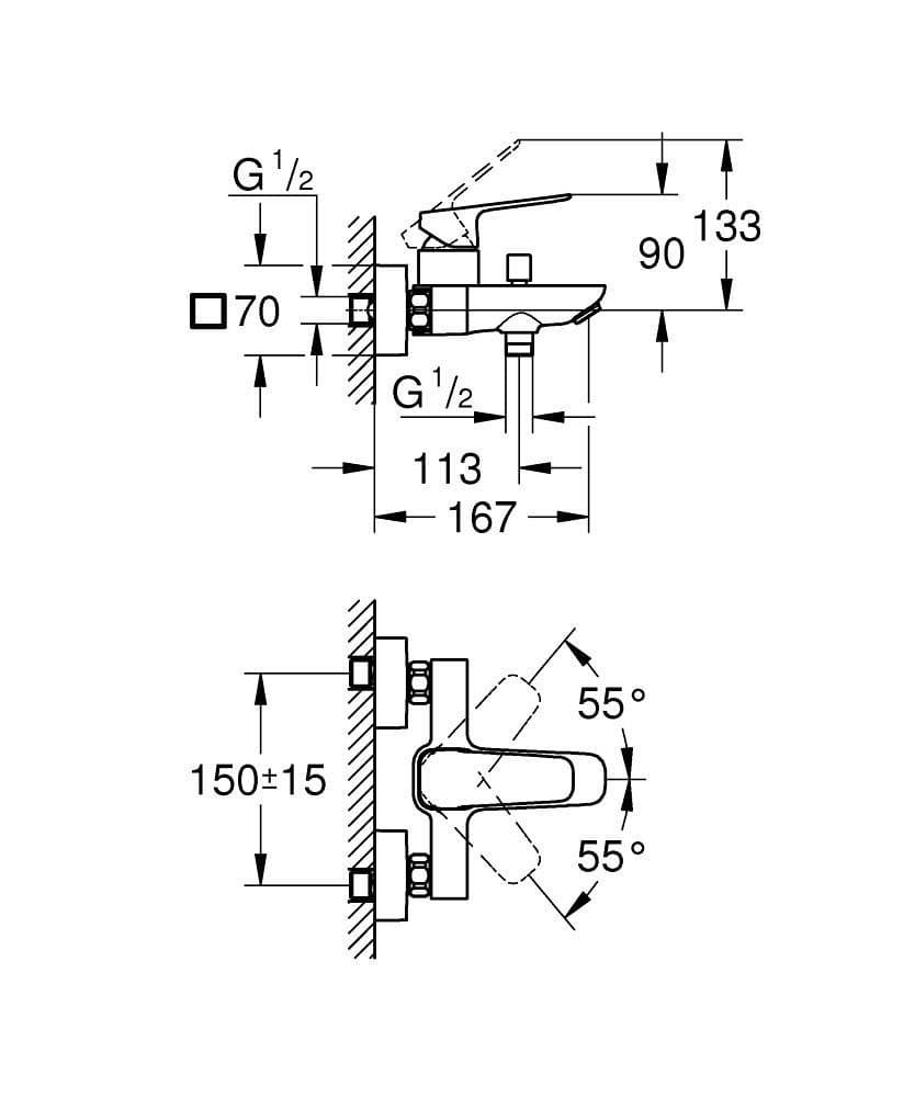 Смеситель для ванны с душем Grohe Cubeo 1018130000 хром