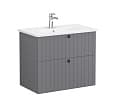 Тумба с раковиной VitrA Root Groove 80 подвесная, серый матовый