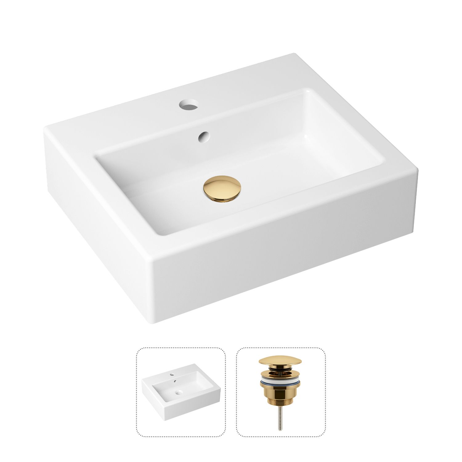 Комплект 2 в 1 Lavinia Boho Bathroom Sink 21520913 накладная фарфоровая раковина 50 см донный клапан 9682₽