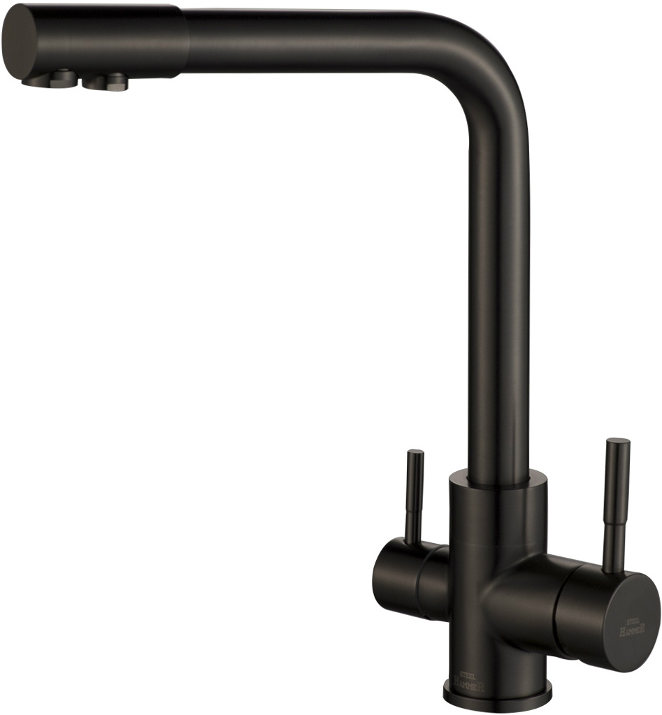 Смеситель Steel Hammer SH 801 Inox Grafit PVD для кухонной мойки, цвет черный