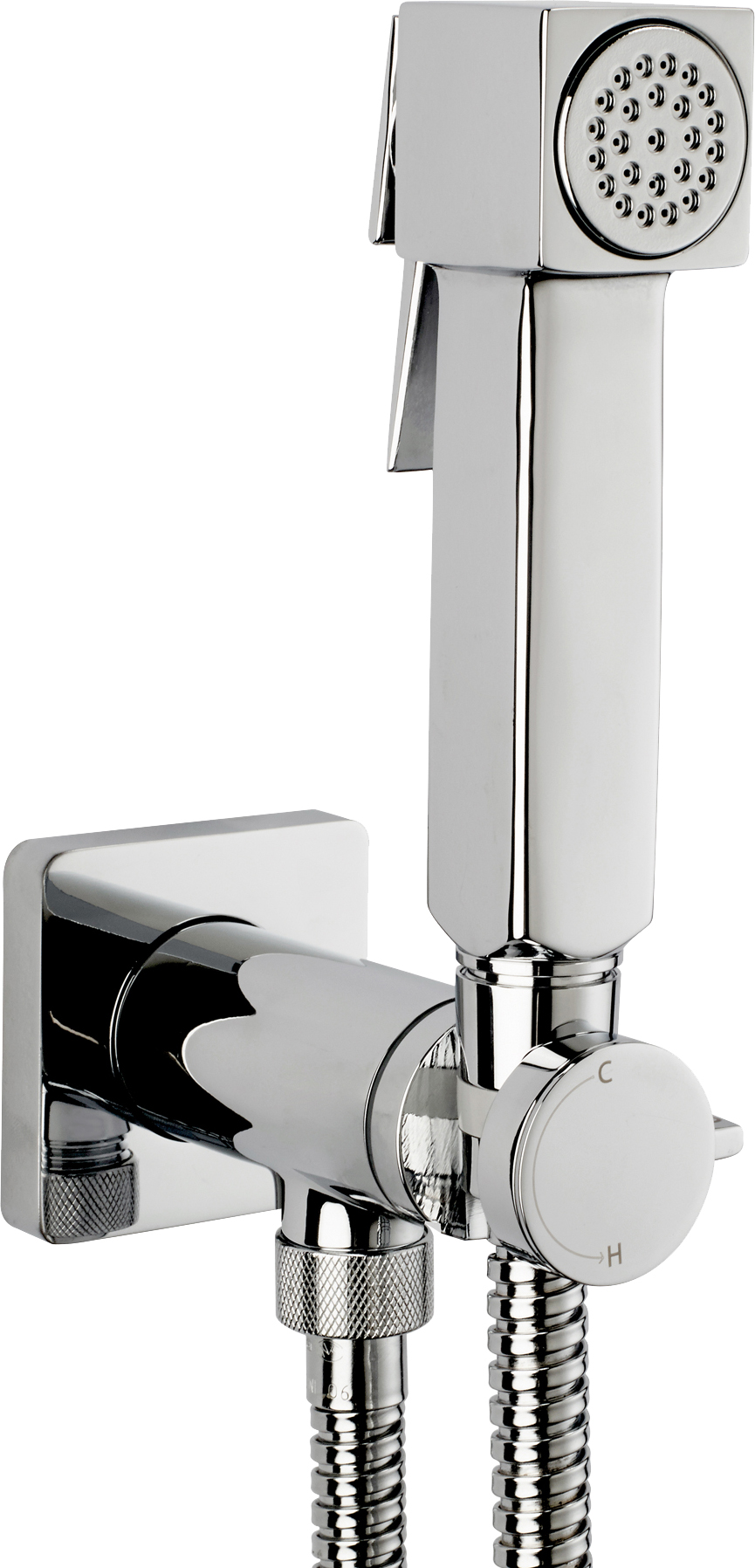 Гигиенический душ Bossini Cube Brass E38001 со смесителем, хром гигиенический душ bossini paloma brass e37005b 030 хром