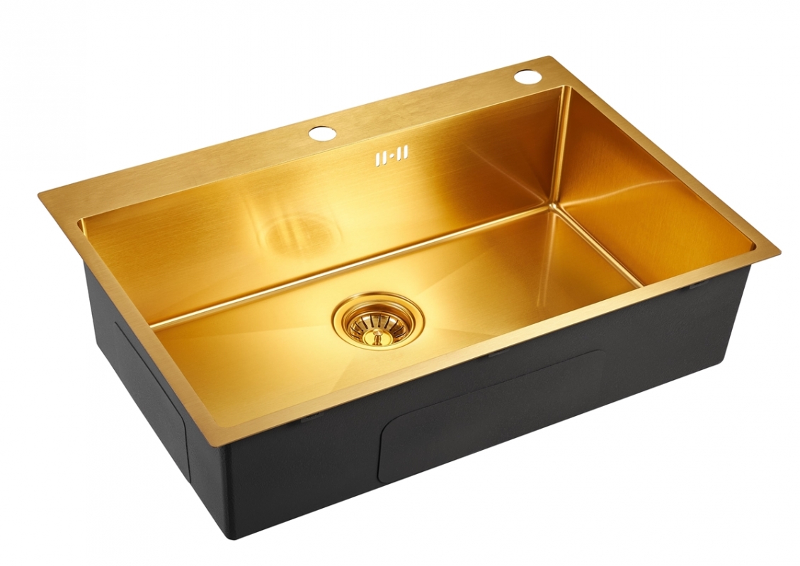 Мойка кухонная Emar PVD 201 EMB-125A PVD Nano Golden золото