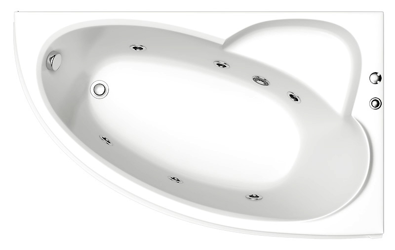 Акриловая ванна Bas Сагра 160x100 см R с гидромассажем