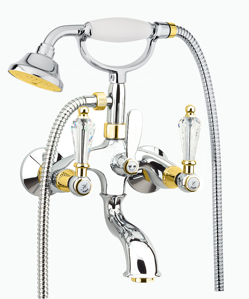 

Смеситель Fiore Gioielli Sky Swarovski 08CO0600 для ванны с душем хром/золото, 08CO0600