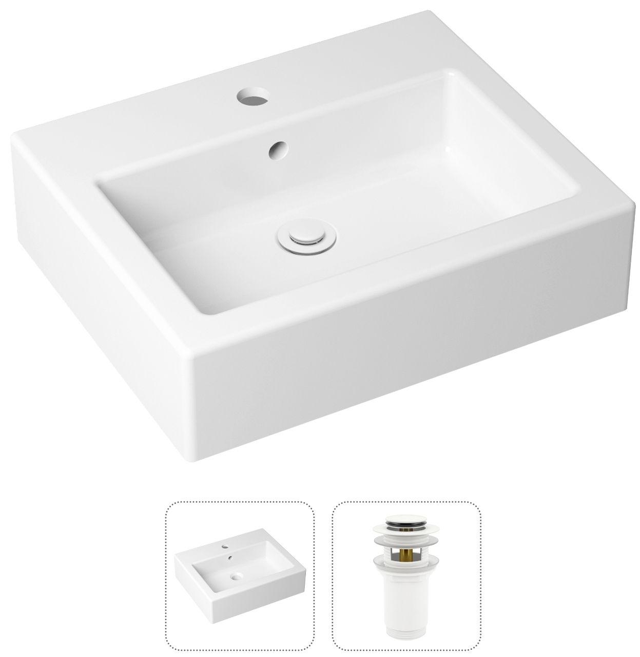 Комплект 2 в 1 Lavinia Boho Bathroom Sink 21520916 накладная фарфоровая раковина 50 см донный клапан 9512₽