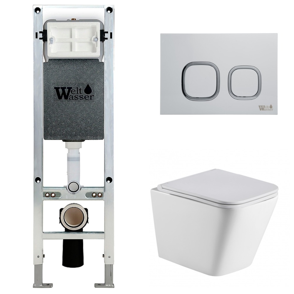 Комплект Weltwasser 10000006525 унитаз Gelbach 004 MT-WT + инсталляция + кнопка Amberg RD-WT