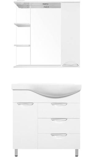 Мебель для ванной Style Line Жасмин 82 L белая, с бельевой корзиной