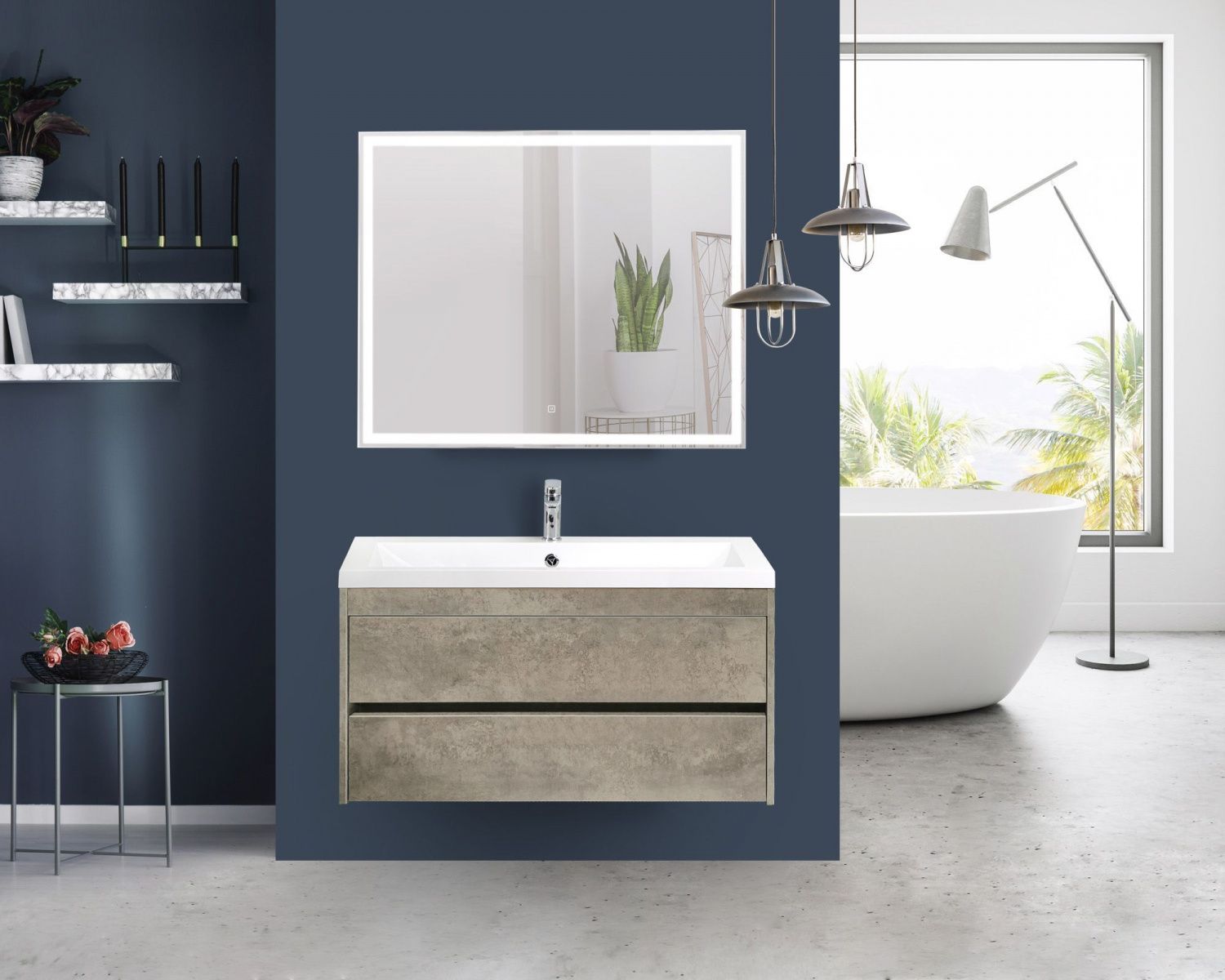 Мебель для ванной Art&Max Family-1000-2C-SO-CV Cemento Veneto, подвесная стол veneto d110 прозрачный