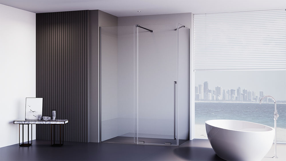 Душевой уголок Premium Trento PTC-SP-50GR 150x90x200 см, профиль брашированный графит, стекло прозрачное
