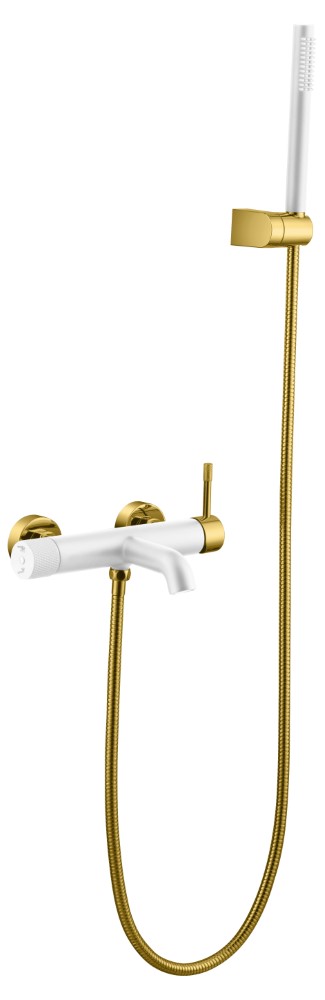 Смеситель Boheme Uno 463-WG для ванны с душем, белый/золото
