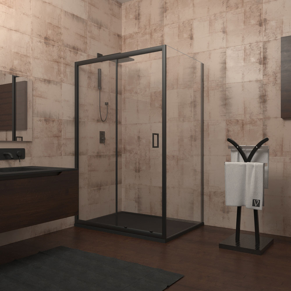 

Душевой уголок Veconi Rovigo RV-040B 140x80x185 см, профиль черный, стекло прозрачное, RV-040B