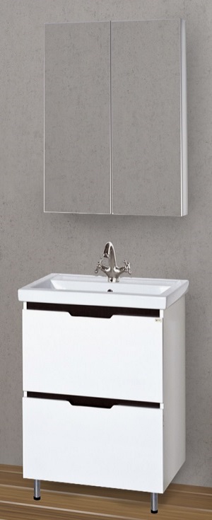 Мебель для ванной Misty Лайм 60 напольная, 2 ящика, белый/венге