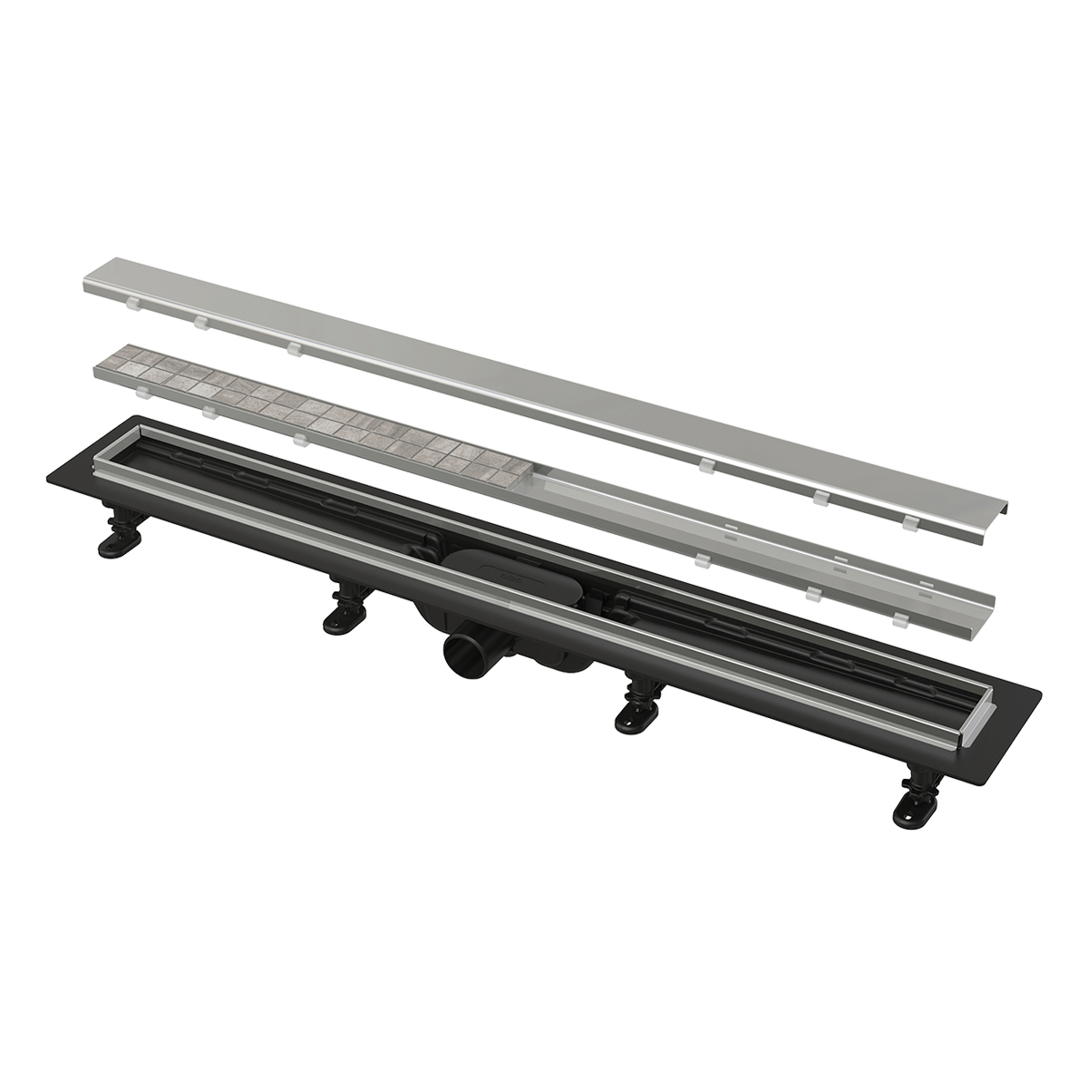 

Душевой лоток AlcaPlast APZ20-850 с порогами из нержавеющей стали, с решеткой нержавеющая сталь / под плитку, Серый, APZ20-850