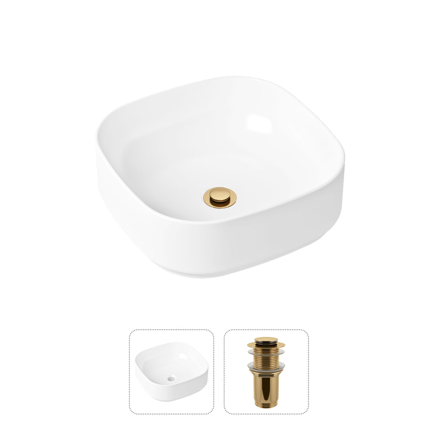 Комплект 2 в 1 Lavinia Boho Bathroom Sink 21520832 накладная фарфоровая раковина 40 см донный клапан 9342₽