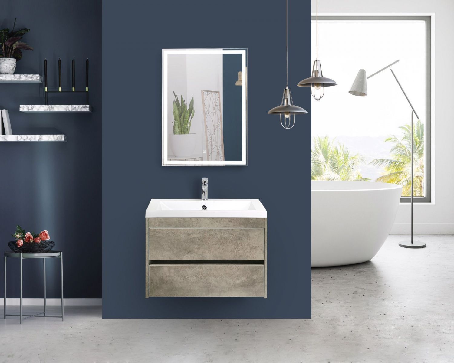 Мебель для ванной Art&Max Family-750-2C-SO-CV Cemento Veneto, подвесная