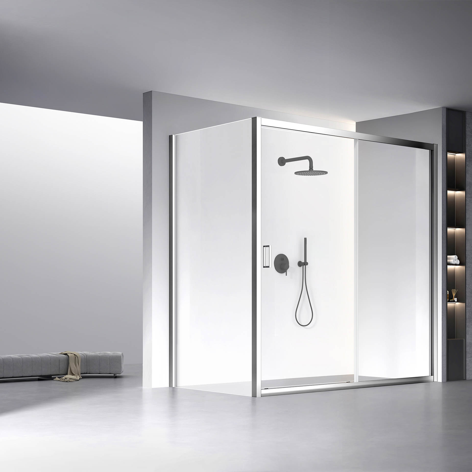 Душевой уголок Veconi Rovigo RV-060 200x80x195 см, профиль xром, стекло прозрачное