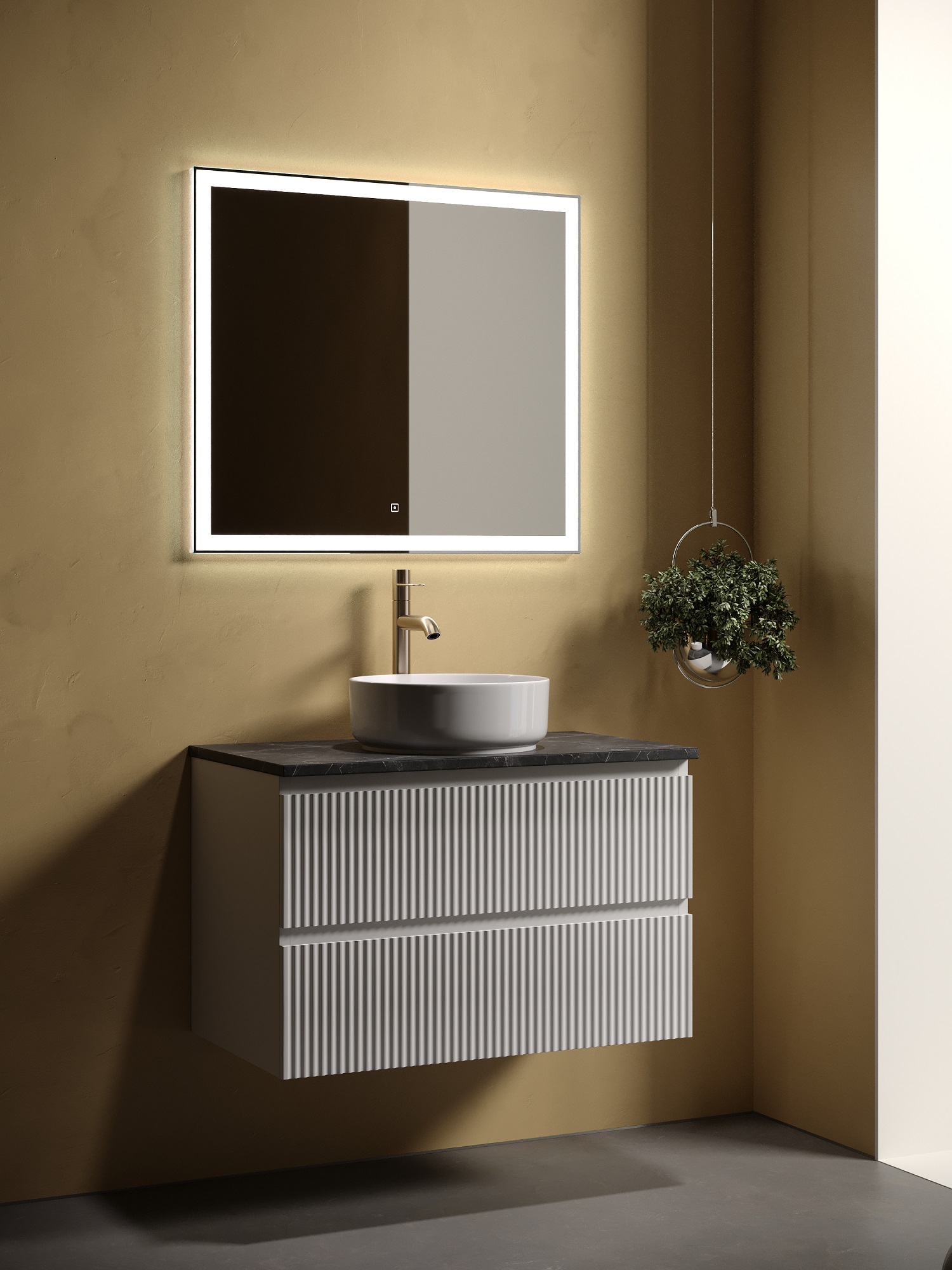 Мебель для ванной Sancos Snob R 80 подвесная, столешница black sky, Bianco (с отверстием под смеситель) бусины с несквозным отверстием