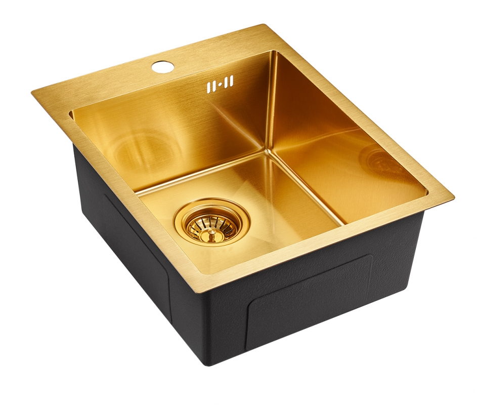 Мойка кухонная Emar PVD 201 EMB-128A PVD Nano Golden золото