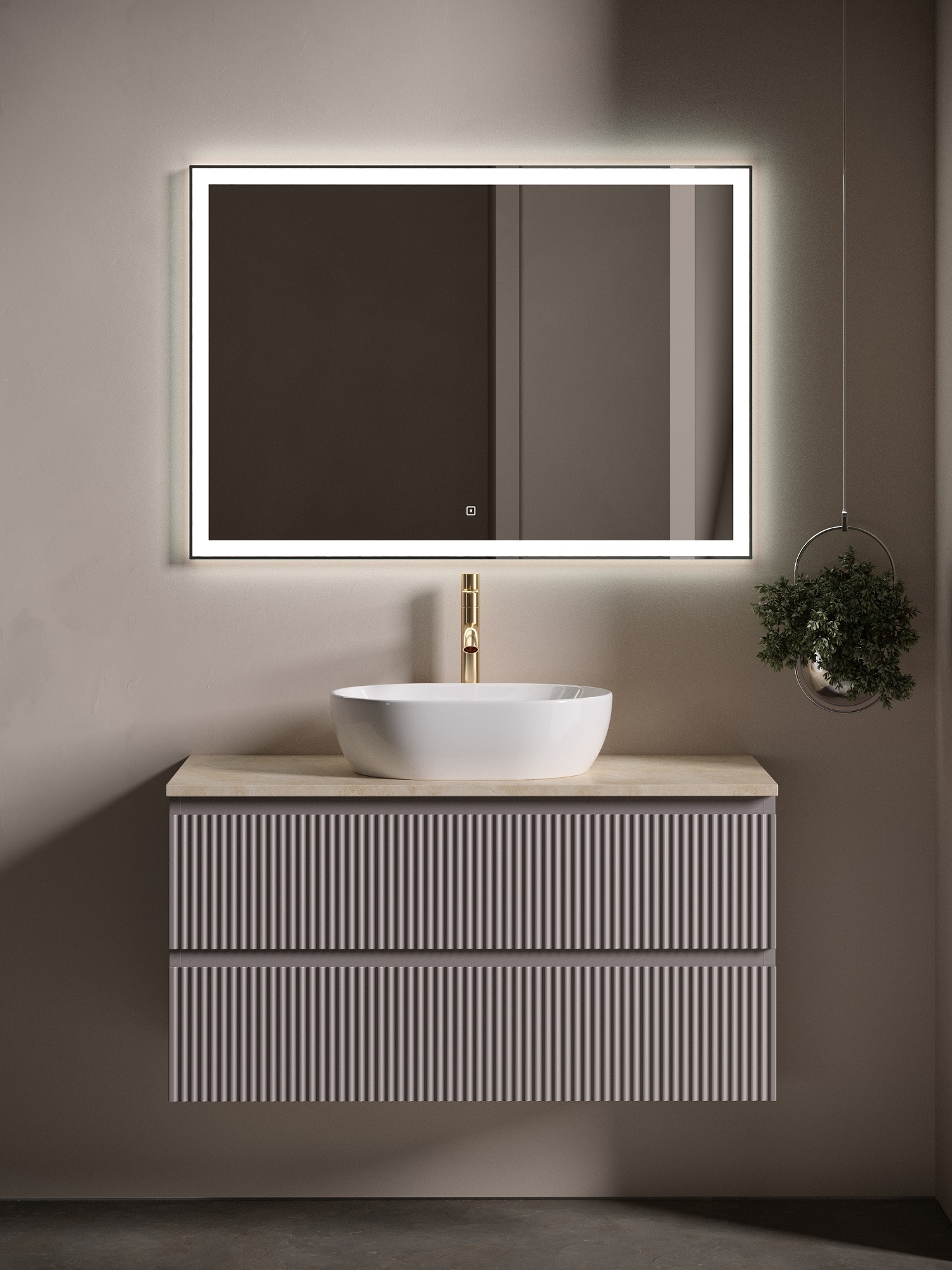 Мебель для ванной Sancos Snob R 100 подвесная, столешница kreman, Doha Soft (с отверстием под смеситель) бусины с несквозным отверстием