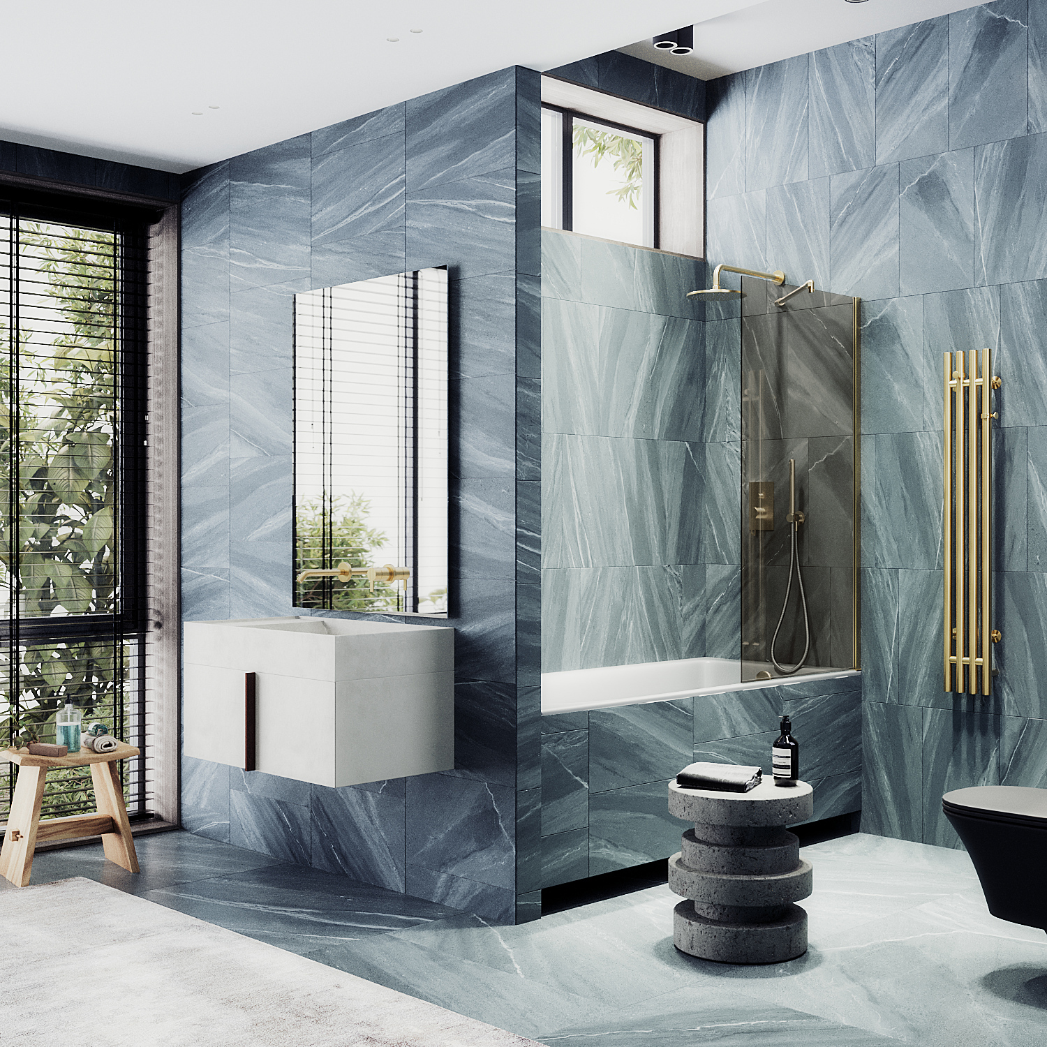 

Шторка на ванну Maybah Glass MGV-250-3ш 30х140 см, профиль золото, стекло бронза, MGV-250-3ш