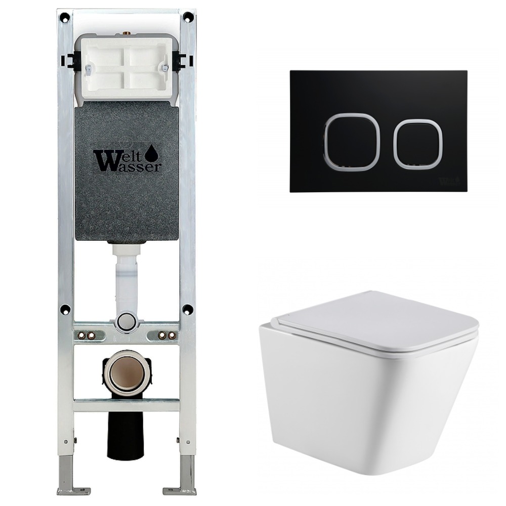 Комплект Weltwasser 10000006522 унитаз Gelbach 004 MT-WT + инсталляция + кнопка Amberg RD-BL