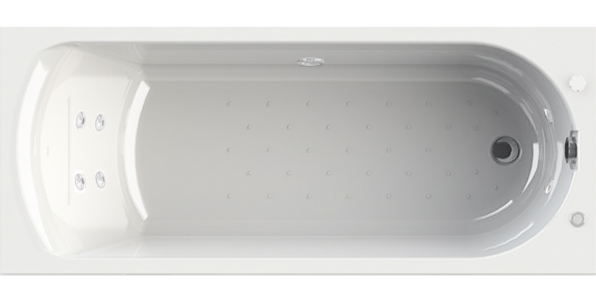 Акриловая ванна Radomir Wachter Николь 1 168х70 с гидромассажем и экраном, форсунки белые