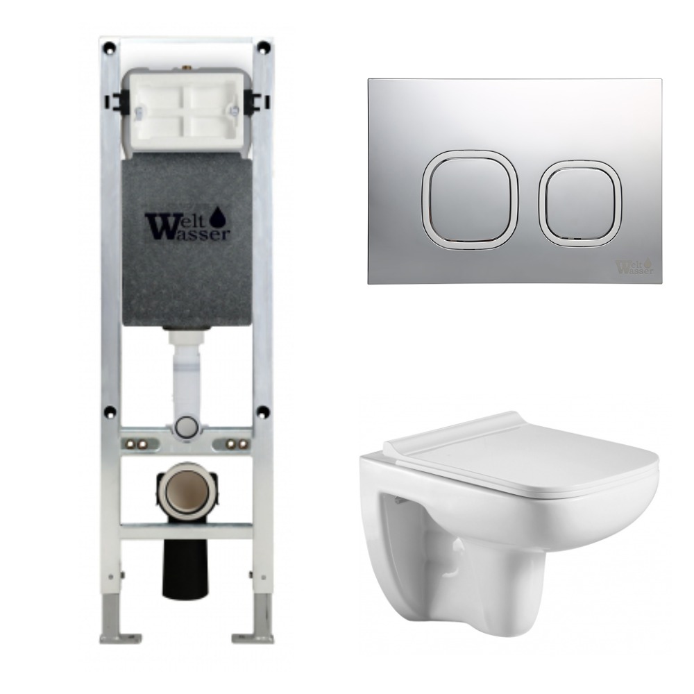 Комплект Weltwasser 10000006540 унитаз Kehlbach 004 GL-WT+ инсталляция + кнопка Amberg RD-MT CR