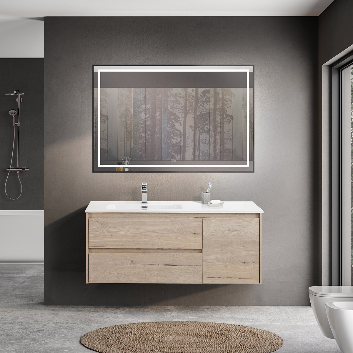 

Мебель для ванной Belbagno Kraft 120 L подвесная, Rovere Galifax Bianco, Светлое дерево, KRAFT-1200-2C-1A-SO-RGB-L