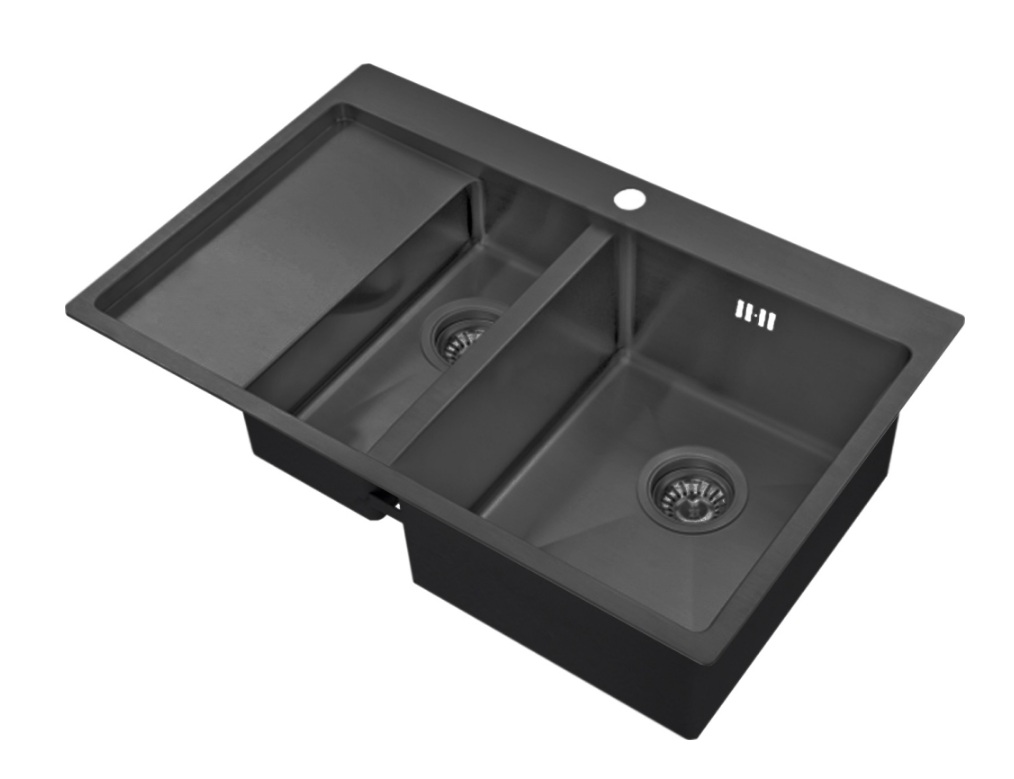 Мойка кухонная Zorg Inox PVD 5178-2-R grafit, цвет черный