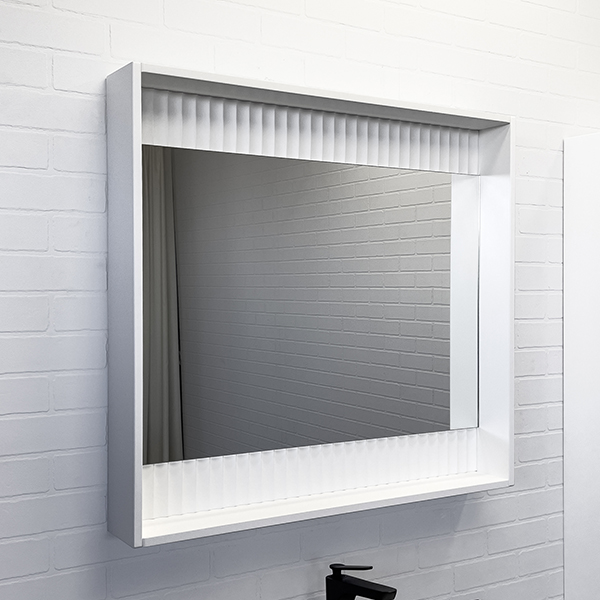 Зеркало Comforty Марсель 90 с подсветкой, белое матовое зеркало со шкафом comforty