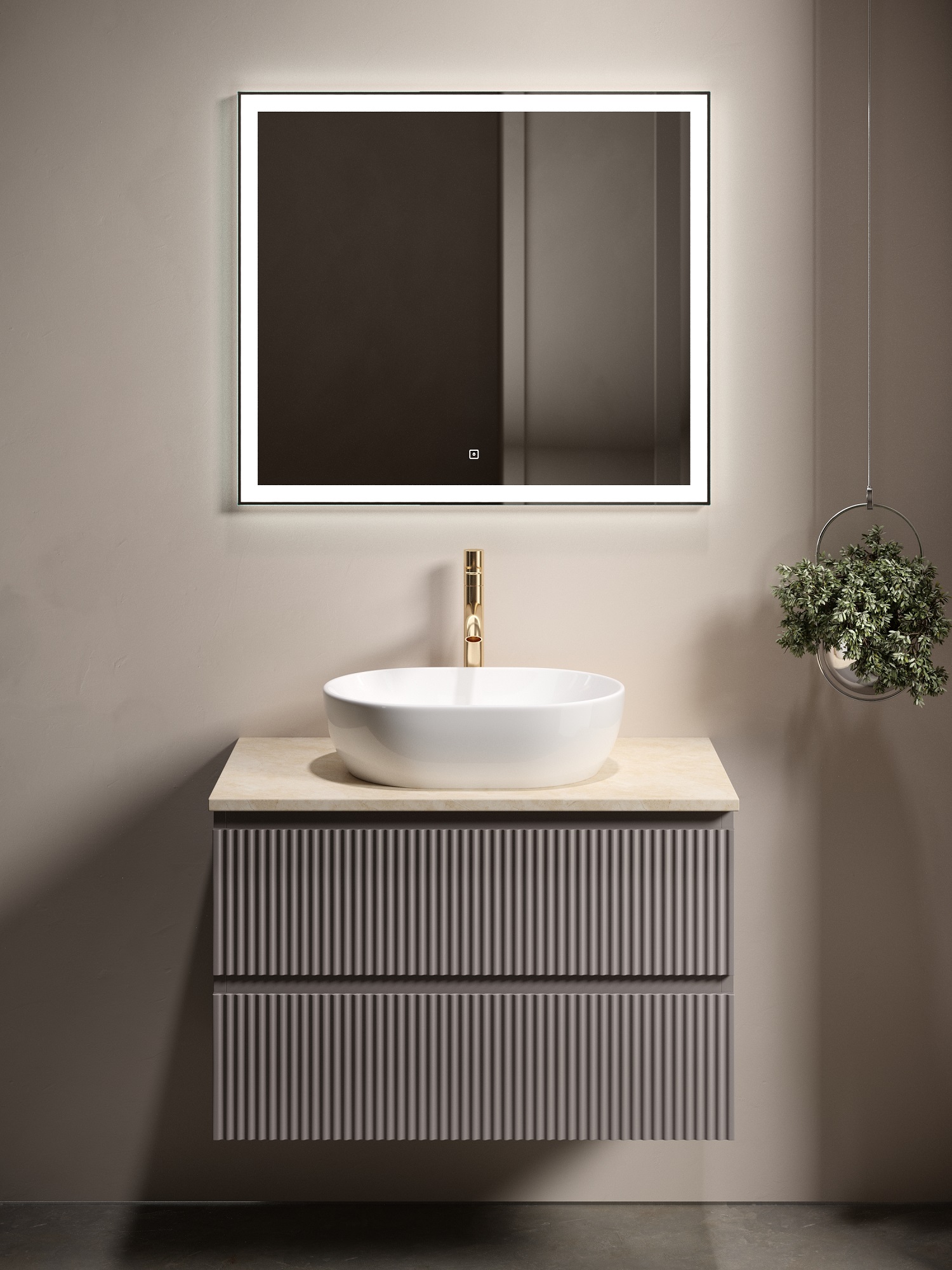 Мебель для ванной Sancos Snob R 80 подвесная, столешница kreman, Doha Soft (с отверстием под смеситель) бусины с несквозным отверстием