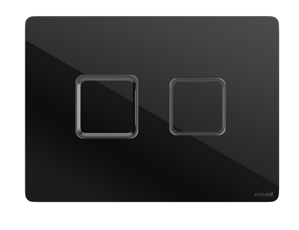 Кнопка смыва Cersanit ACCENTO SQUARE 63529 черная, стекло защитное стекло ubear extreme nano shield для apple iphone 14 черная рамка