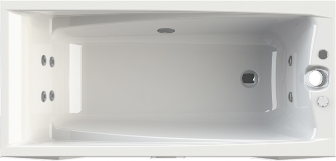 Акриловая ванна Radomir Wachter Фелиция 150х70 с гидромассажем и экраном, форсунки хром