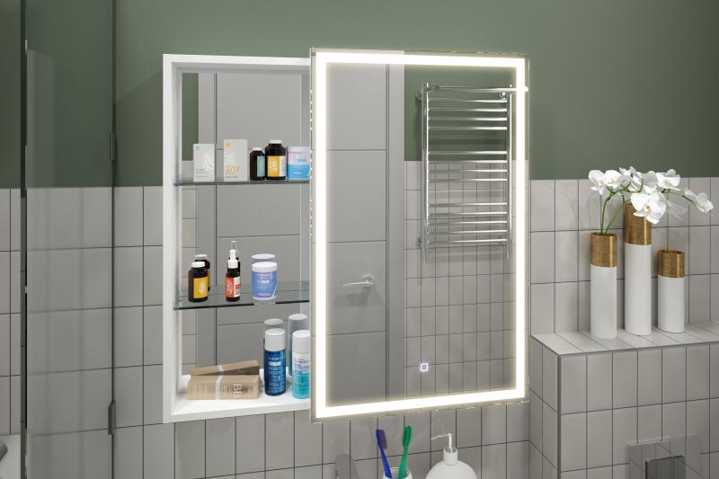 Зеркало-шкаф Misty Аперио 800х800 правый LED с розеткой зеркало raval шкаф frame 60 дуб сонома с подсветкой розеткой fra 03 60 w ds