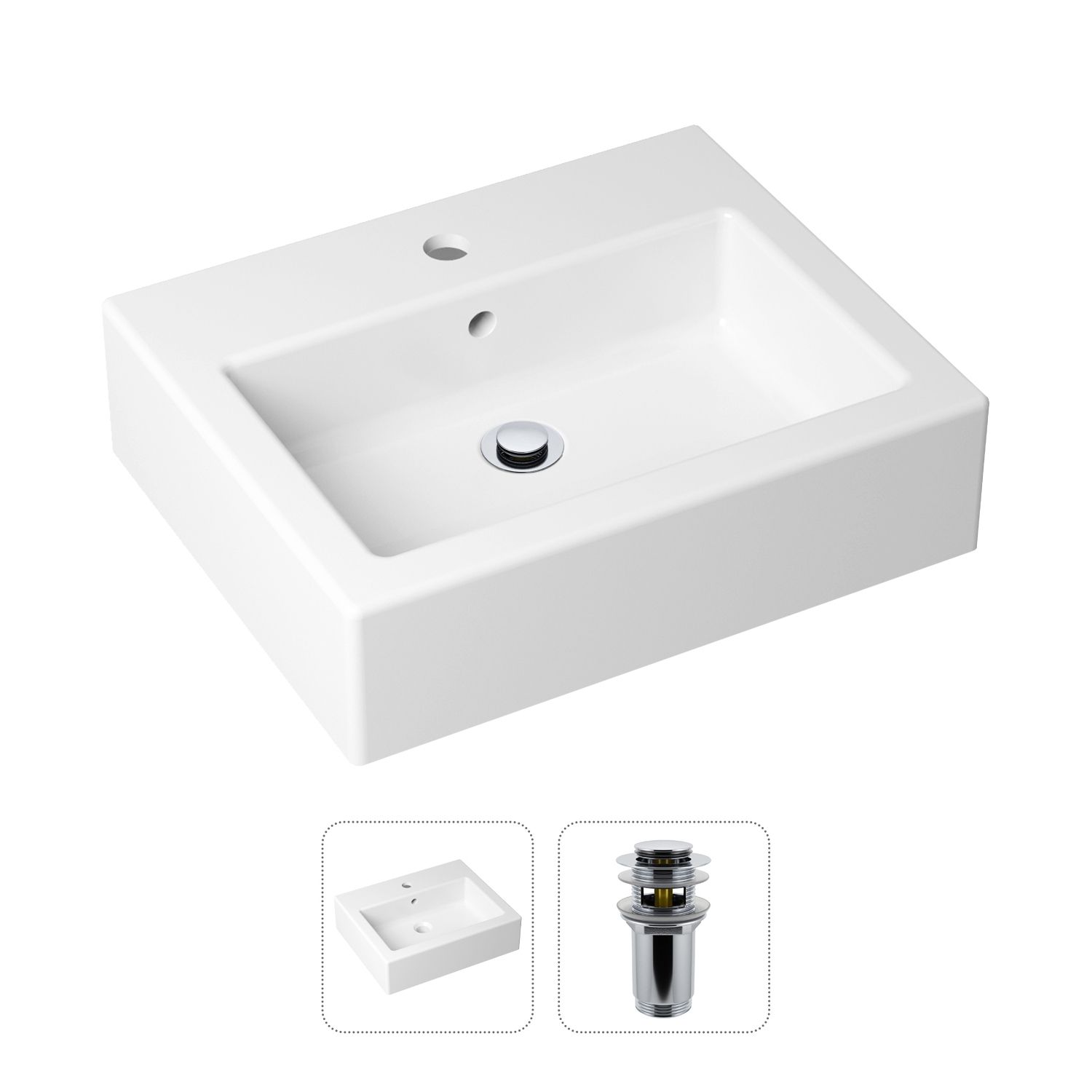 Комплект 2 в 1 Lavinia Boho Bathroom Sink 21520908 накладная фарфоровая раковина 50 см донный клапан 9172₽