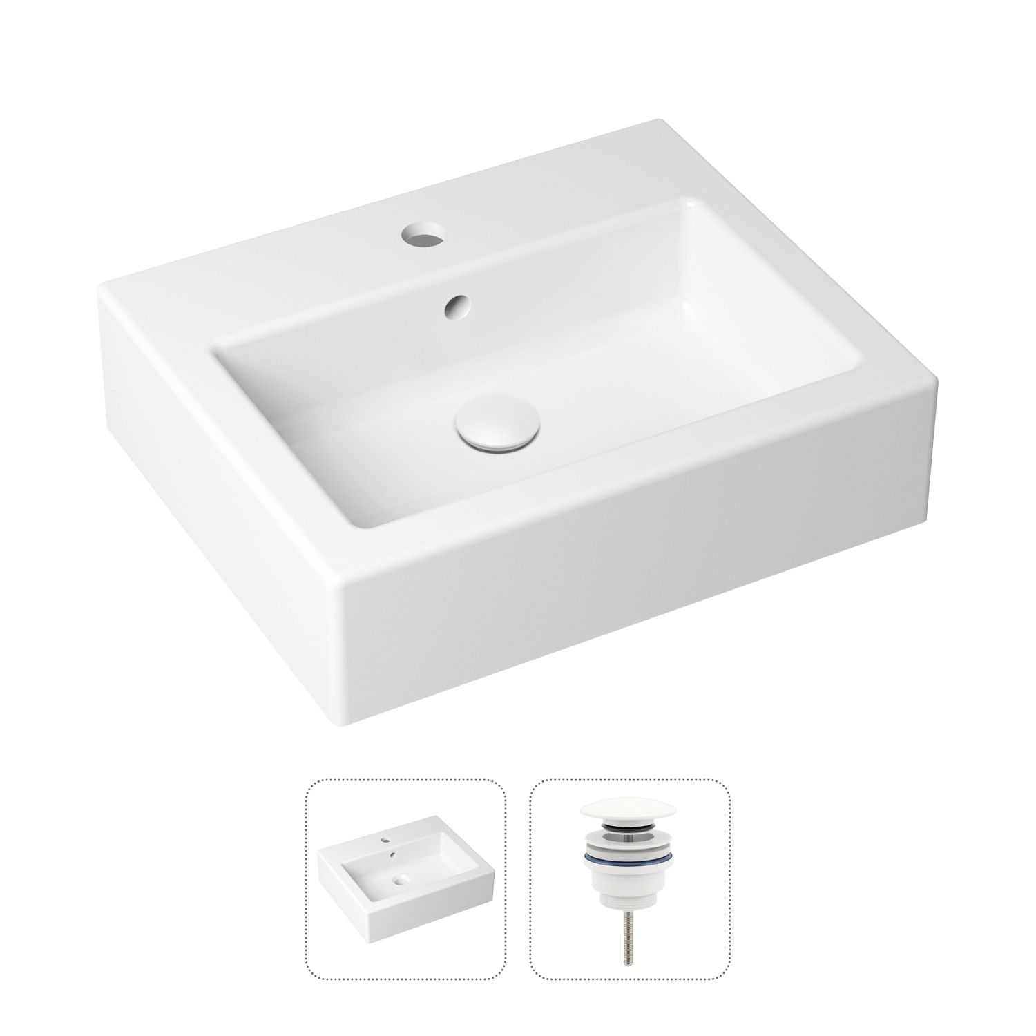 Комплект 2 в 1 Lavinia Boho Bathroom Sink 21520917 накладная фарфоровая раковина 50 см донный клапан 9512₽