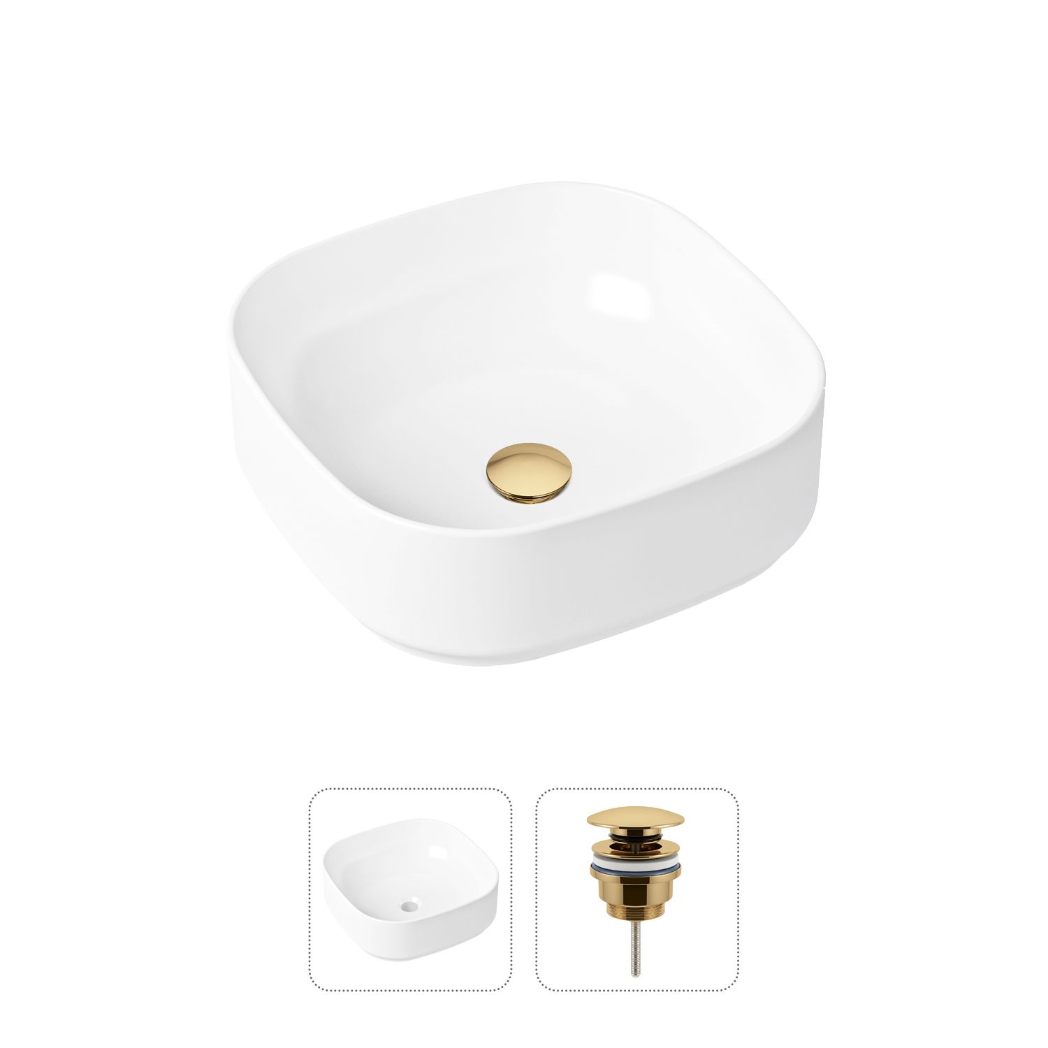 Комплект 2 в 1 Lavinia Boho Bathroom Sink 21520833 накладная фарфоровая раковина 40 см донный клапан 9427₽