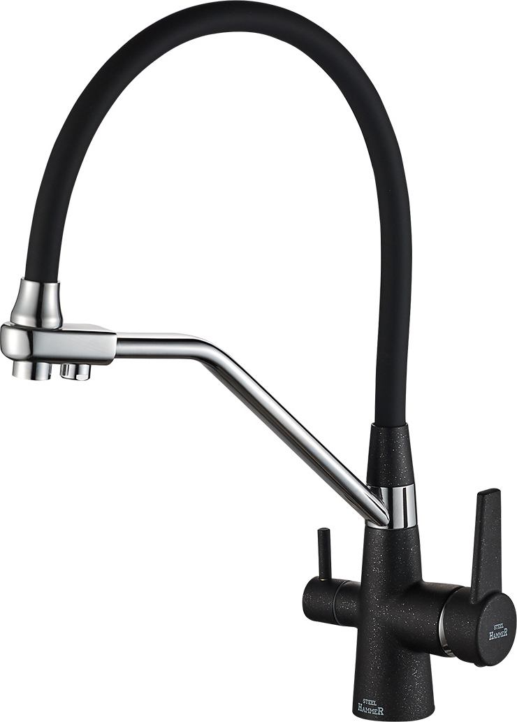 Смеситель Steel Hammer SH 903-6 Black Cr для кухонной мойки, цвет черный / хром
