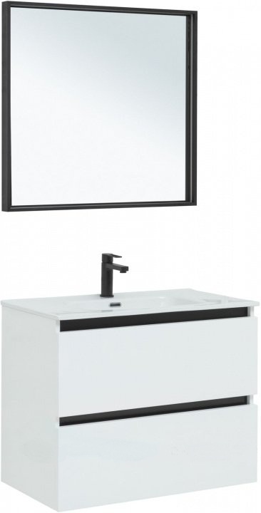 Мебель для ванной De Aqua Ариетта NEW 80 белый матовый зеркальный шкаф de aqua эколь 100х75 с подсветкой белый 184807
