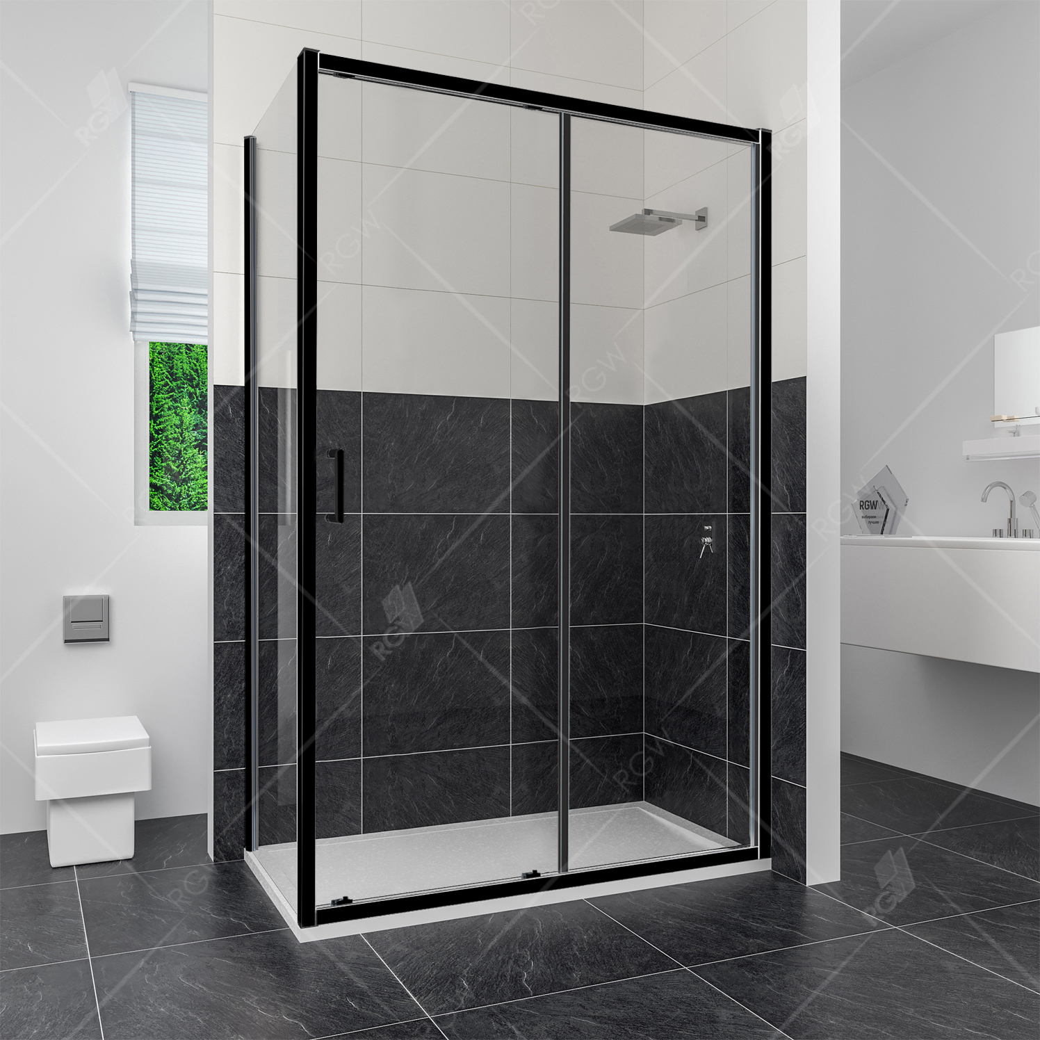 Душевой уголок RGW Classic CL-48B 100x80 профиль черный